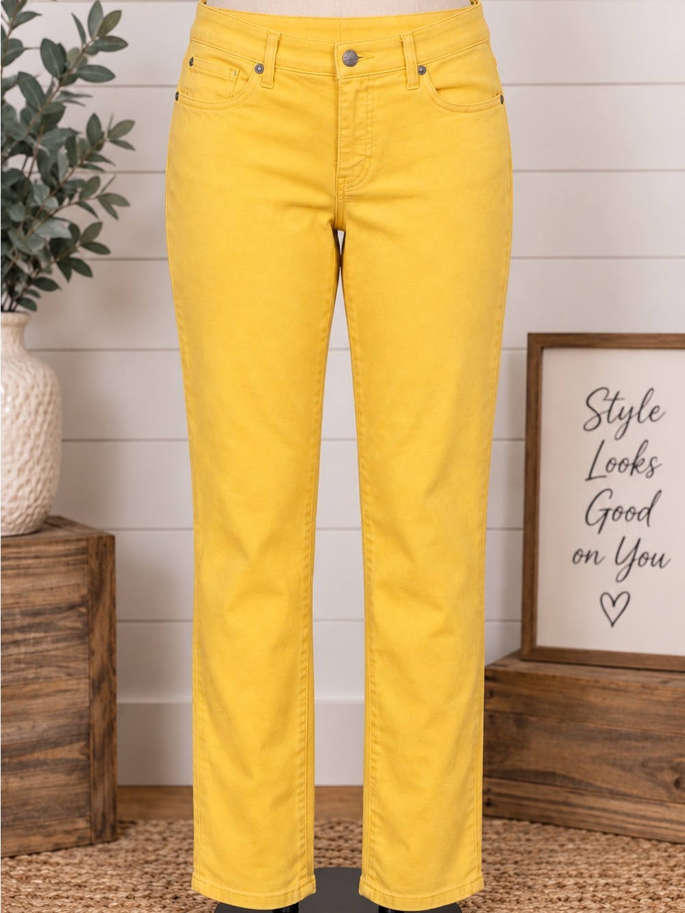 Talbots Slim Ankle Jeans Size 8 Yellow Stretch Denim NWOT